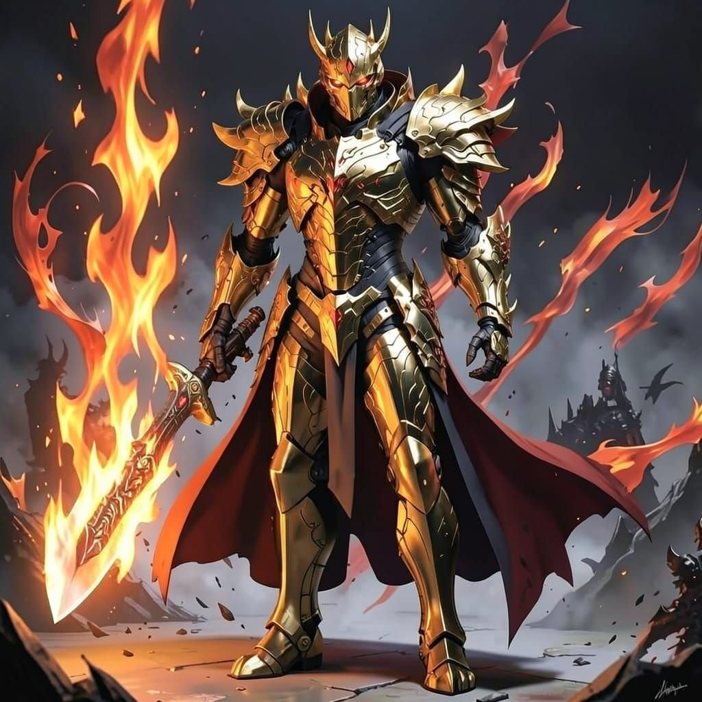 Menacing Golden Armored Phantom Warrior