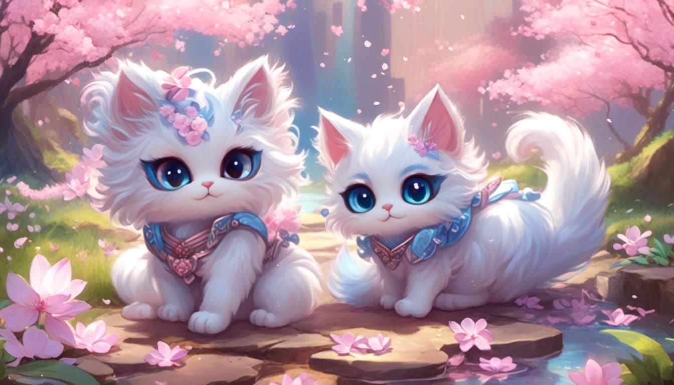 <lora:Soft Vapor Dream:1.0> A cute, furry chibi Cats with la...