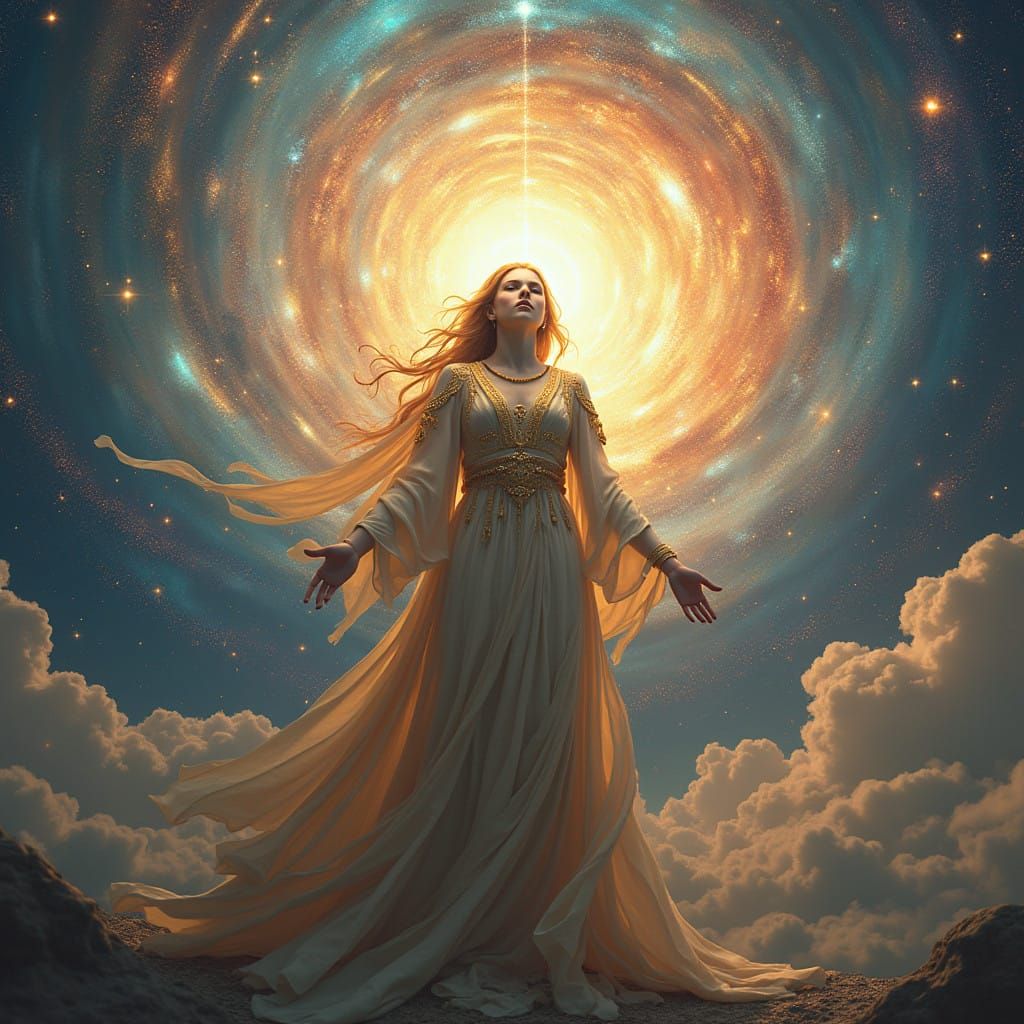 Divine Being Creates Cosmos in Spectacular Display