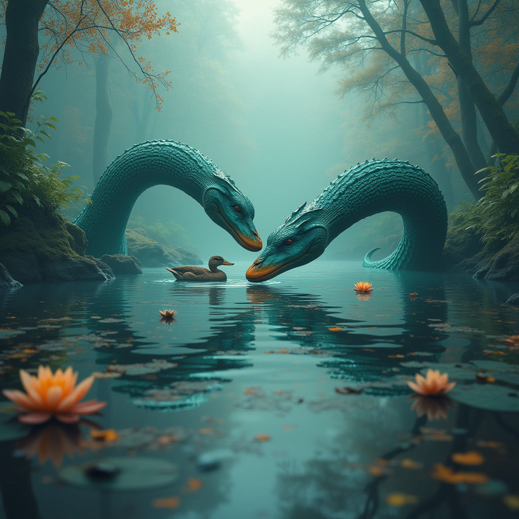 Mystical Loch Ness Monster and Duck Encounter