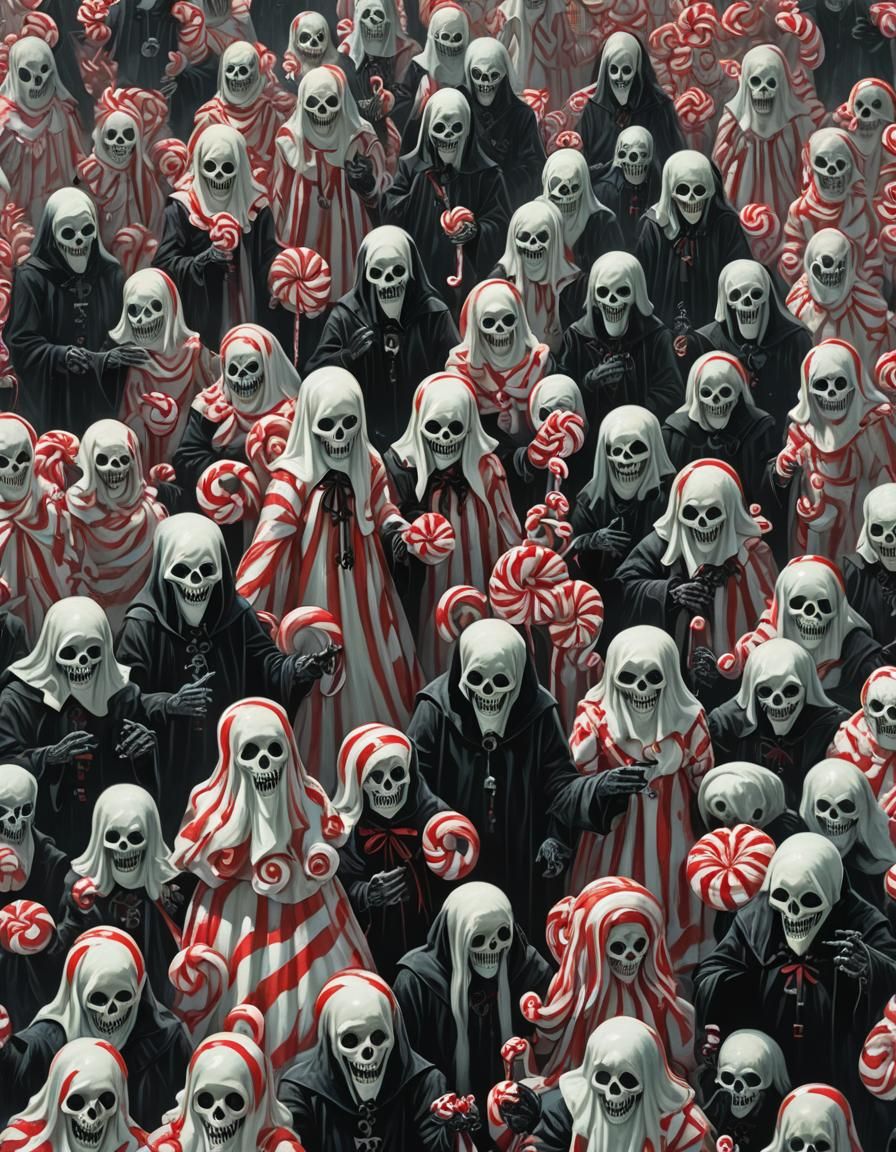 Sinister Gothic Ghosts in Peppermint Candyland