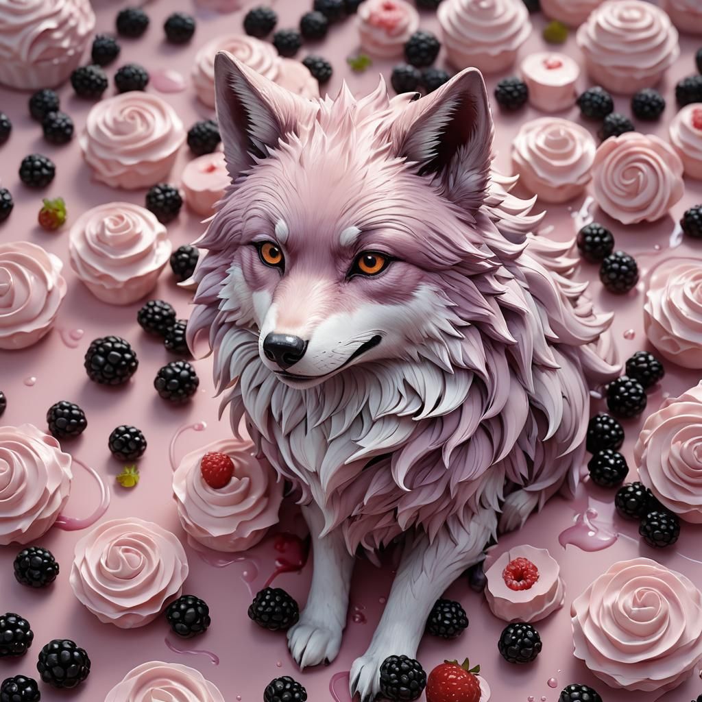 Little Wolf Pup in Blackberry Cream, Anime Style