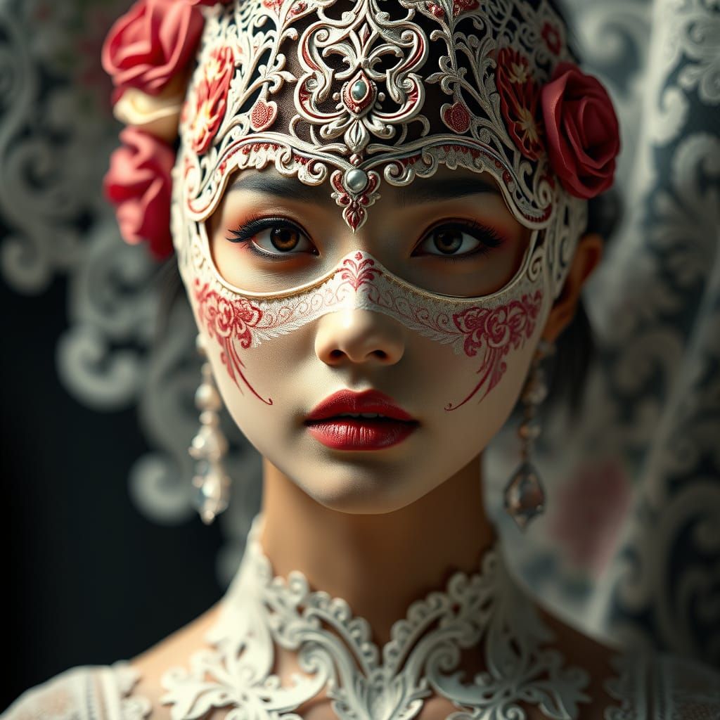 A striking black and white portrait photograph captures the ...