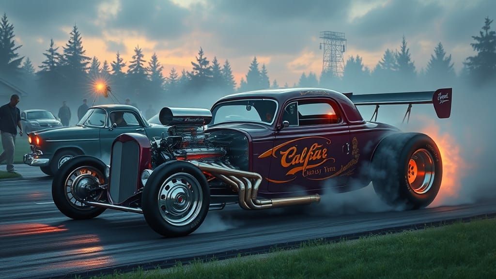 Ethereal Fantasy Hot Rod in Kinkade Style