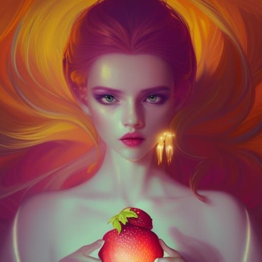 Cute Strawberry Portrait in Pixar Style