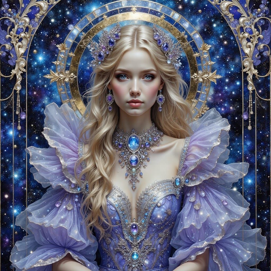 Cosmic Woman in Art Nouveau Style