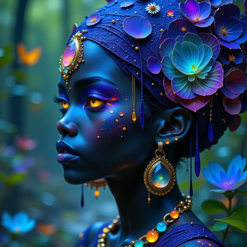 Amazonian Stone Warrior with Bioluminescent Glow