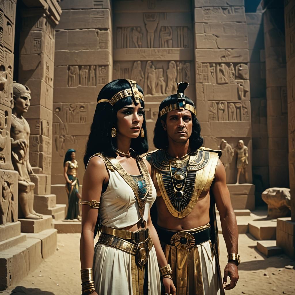 Cleopatra and Mark Anthony: A Cinematic Film Still