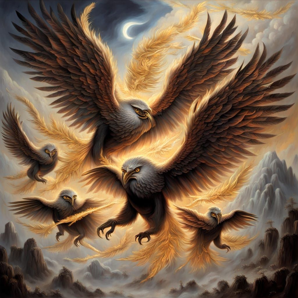 Epic Oil Painting of Terrifying Supernatural Beings