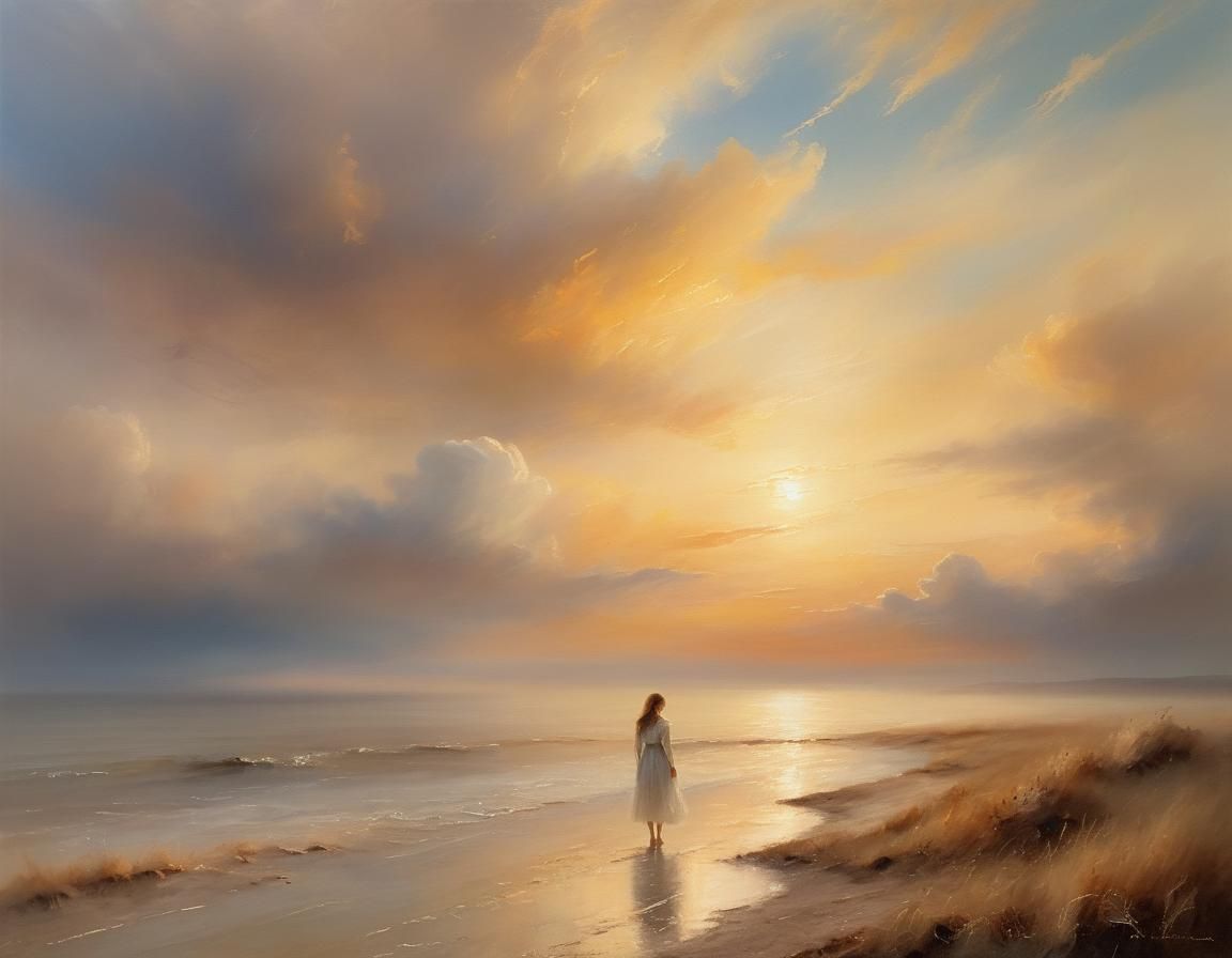 Ethereal Twilight: A Lone Figure in Soft Focus