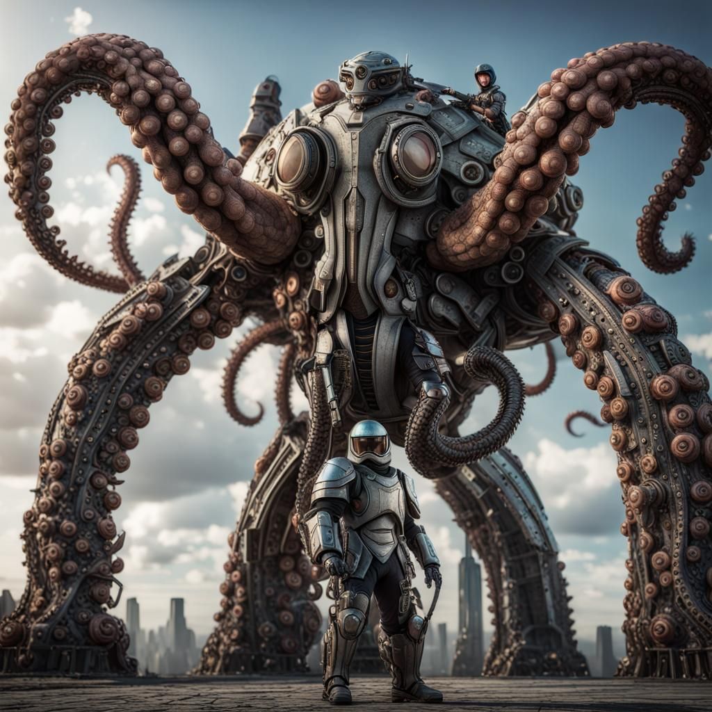 Octopus-Human Hybrid Warrior in Battle Armor