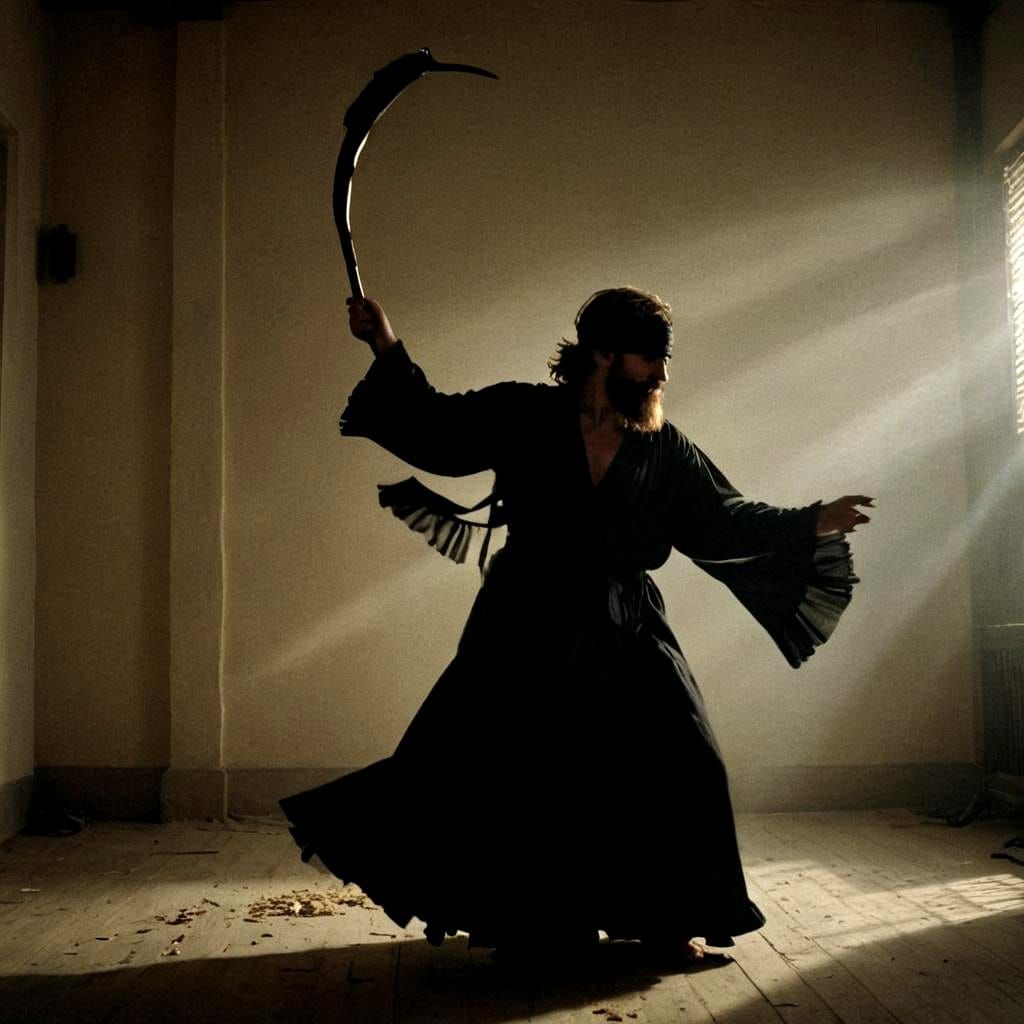 Dramatic Scythe Dancer in Cinematic Lighting