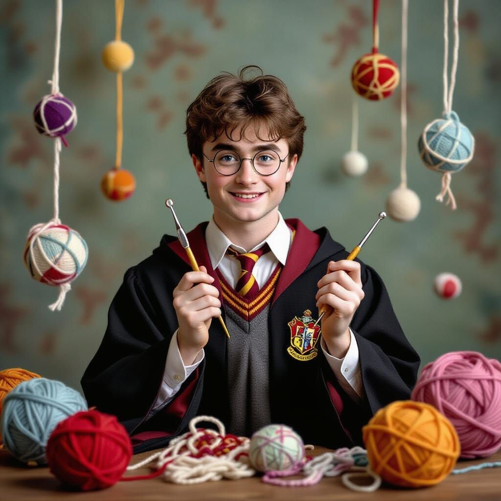 Harry Potter Crocheting in Whimsical Fantasy Style