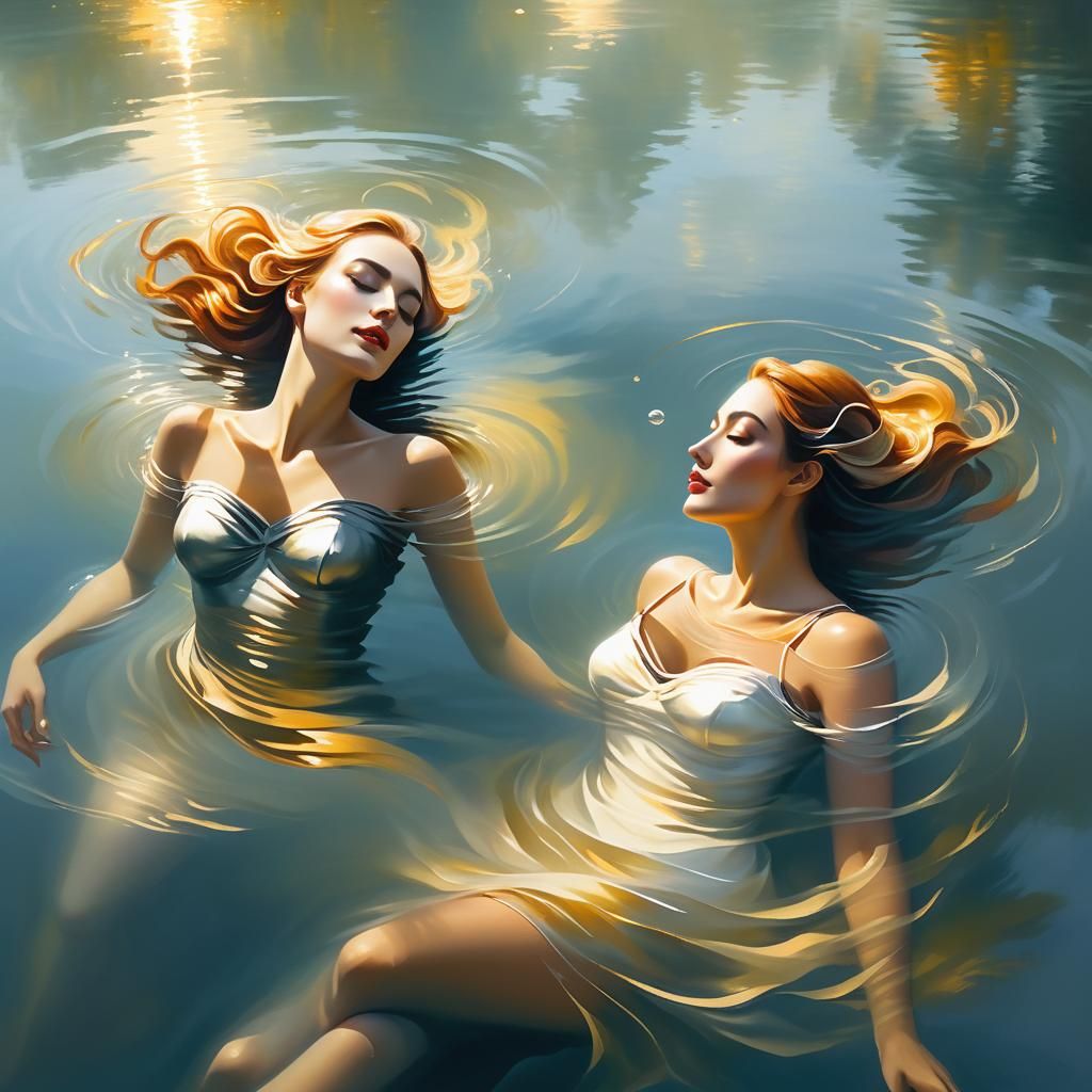 Dreamy Lake Scene in Ethereal Oil Painting Style