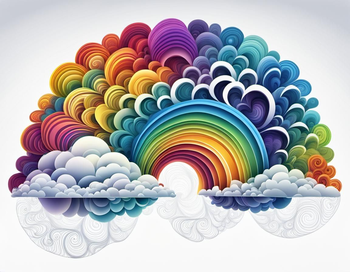 Colorful Rainbow Fractal in Zentangle Style