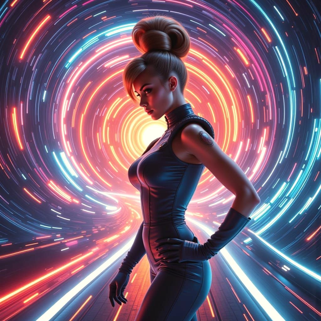 Galactic Space Woman with Beehive Hairstyle