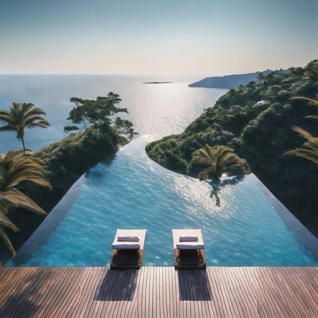 Clifftop pool leading to the open sea