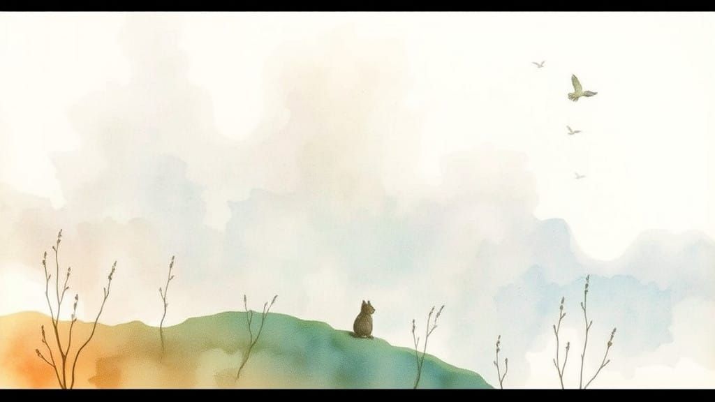 Whimsical Watercolour Landscape in Soft, Ethereal Hues