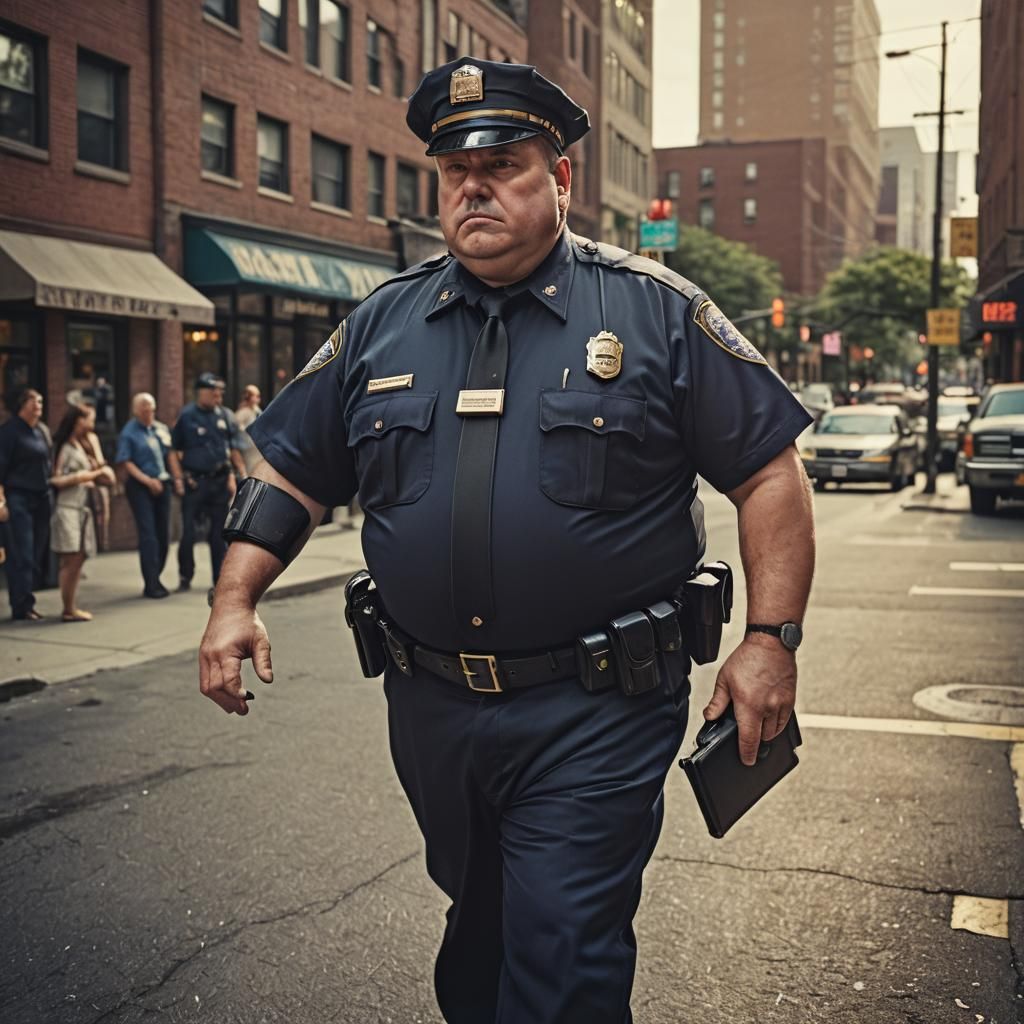 Hyperrealistic Policeman in Cinematic Film Still