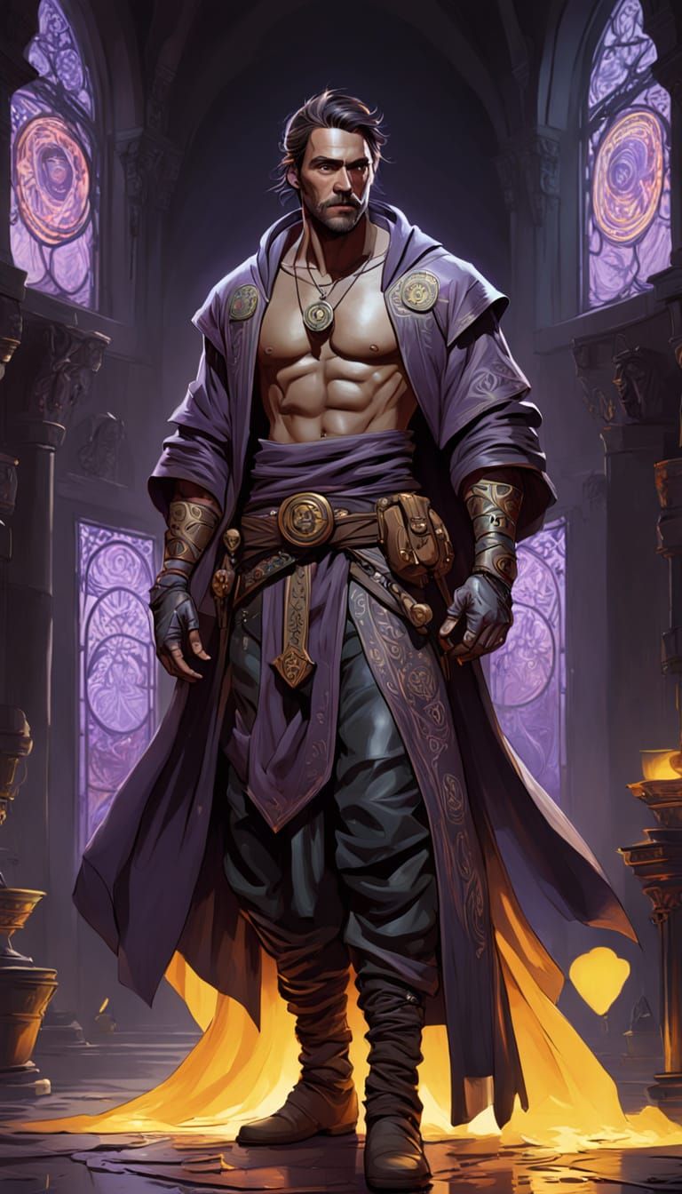 Fantasy Male Character with Runic Tattoos in Cel-Shaded Styl...