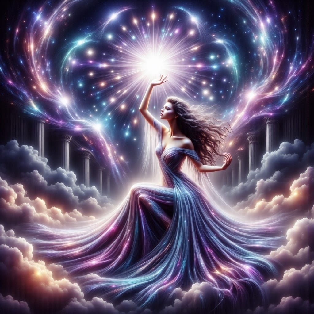 Celestial Ballerina Reaching for Violet Portal