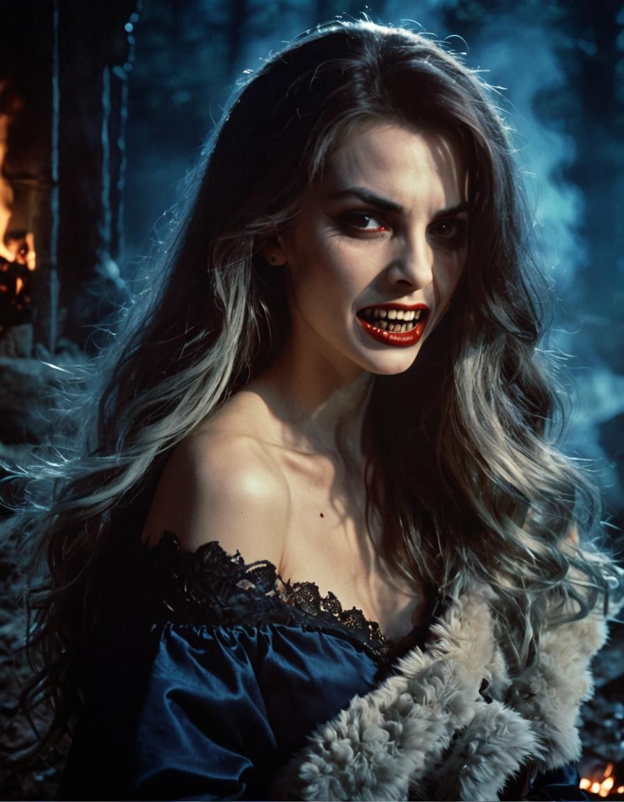 Vampire Fangs in Cinematic Film Still