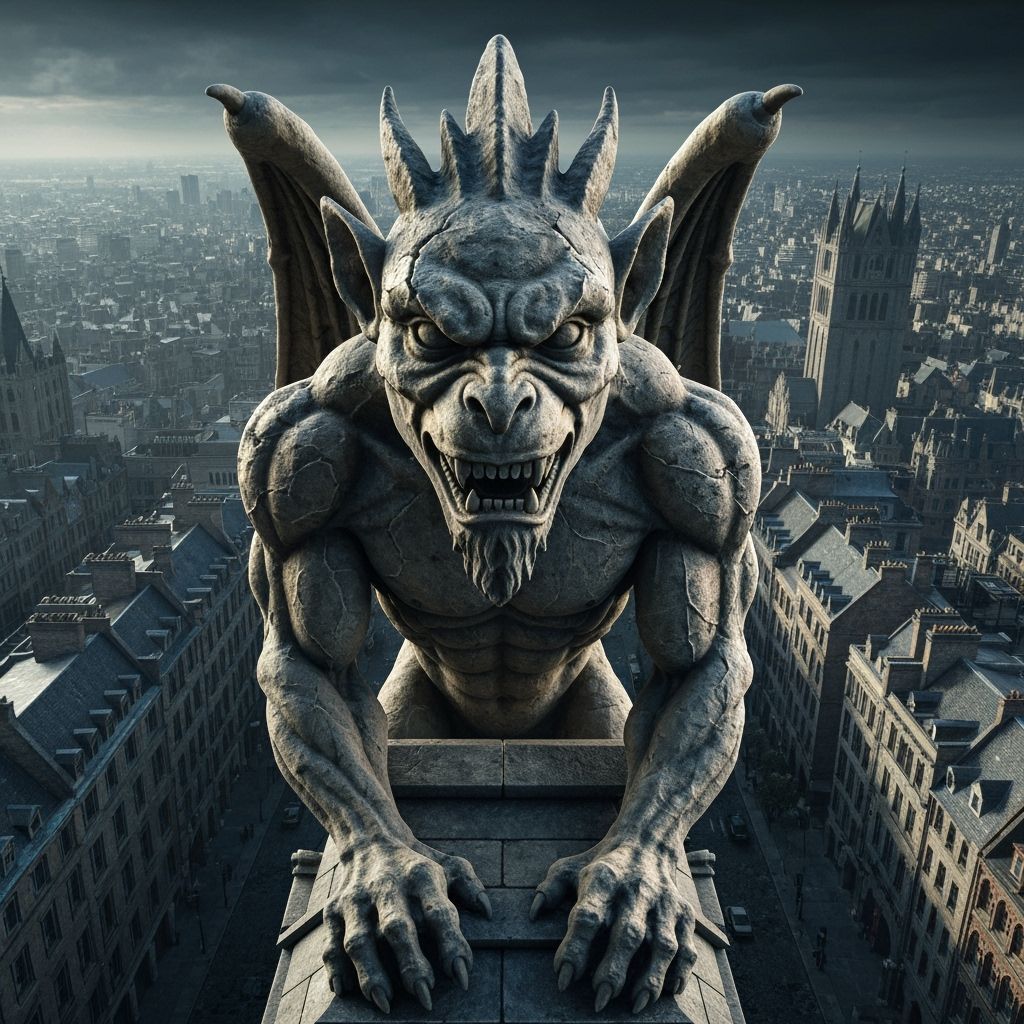 Gothic Gargoyle Guardian in Hyperrealistic 3D Render