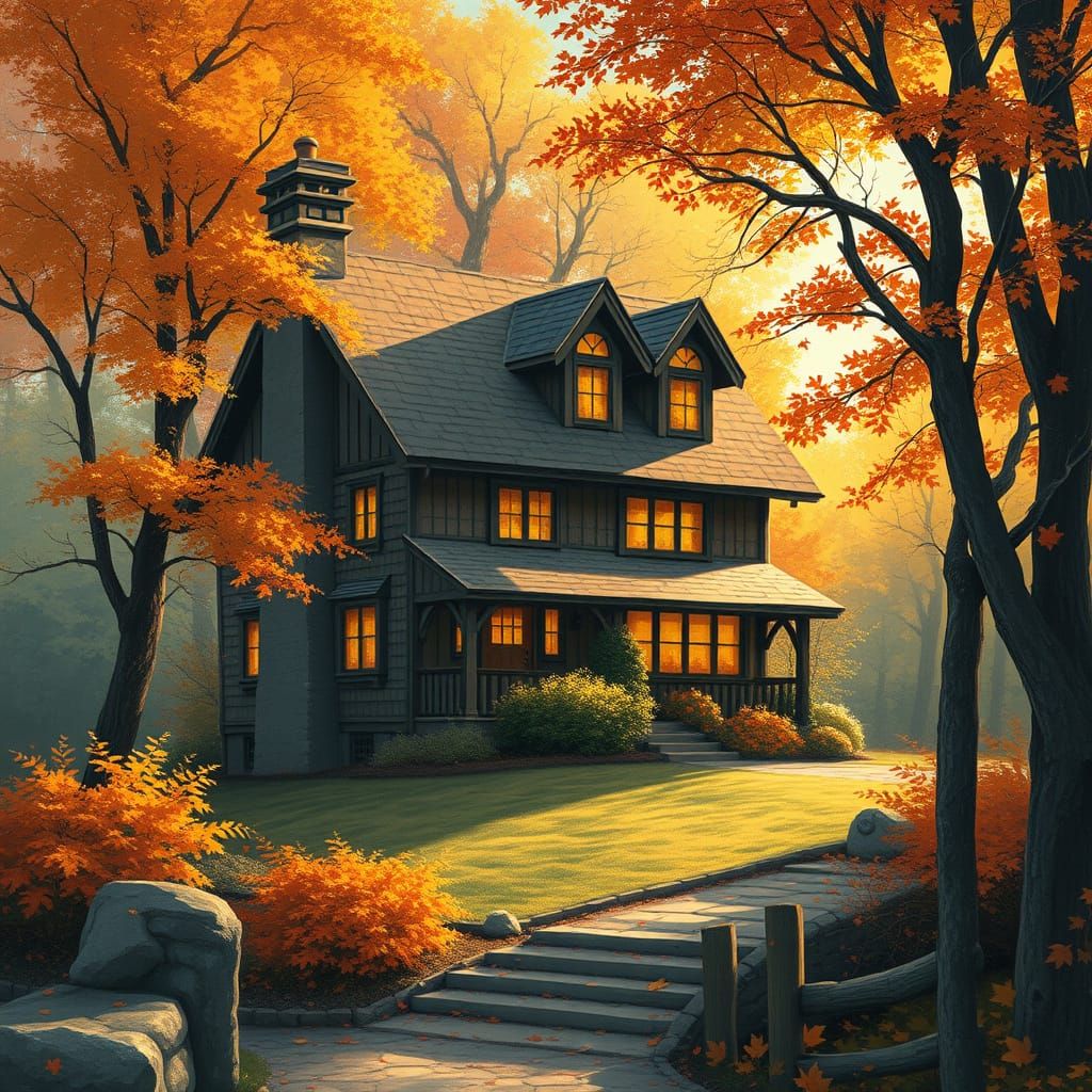 Whimsical Fall Forest Retreat in Soft Watercolor Style