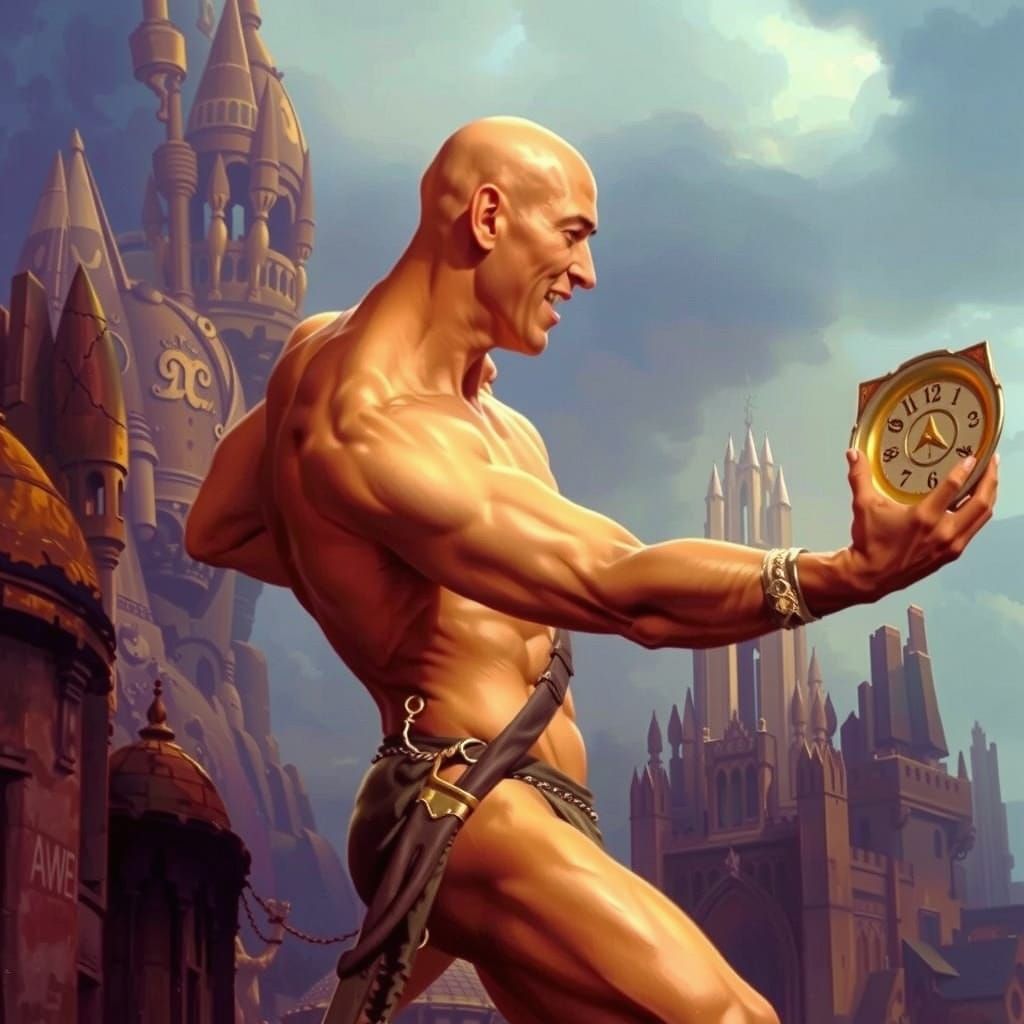 Bald Half-Giant with Plate in Epic Fantasy Style
