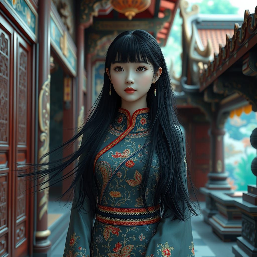 Mystical Temple Encounter in Traditional Thai Sabai Style