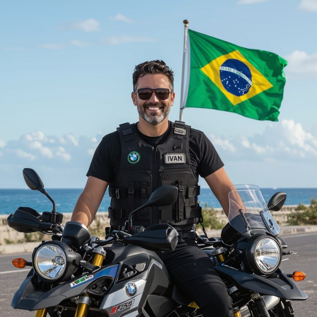 Man on Motorcycle in Disney Pixar 3D Style