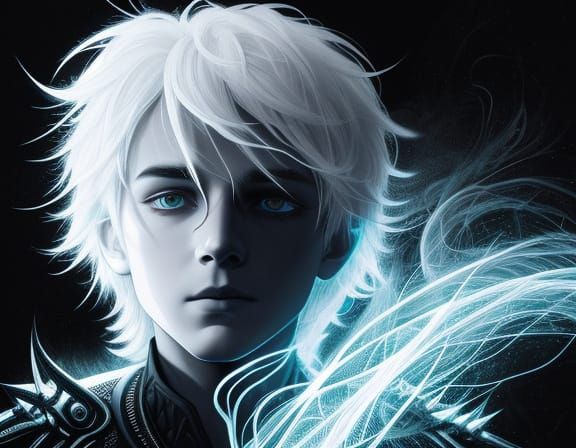 Spectral Child Portrait in Monochrome Scratchboard Style