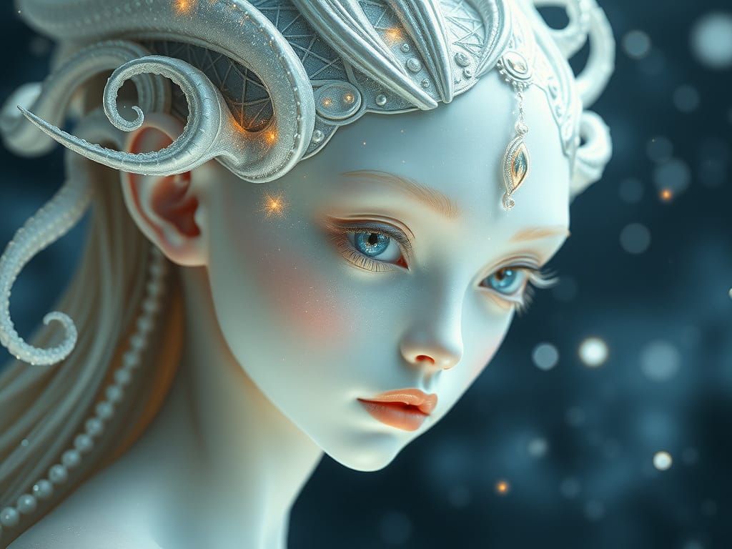 Ethereal Andromeda Alien with Silver Star Hair