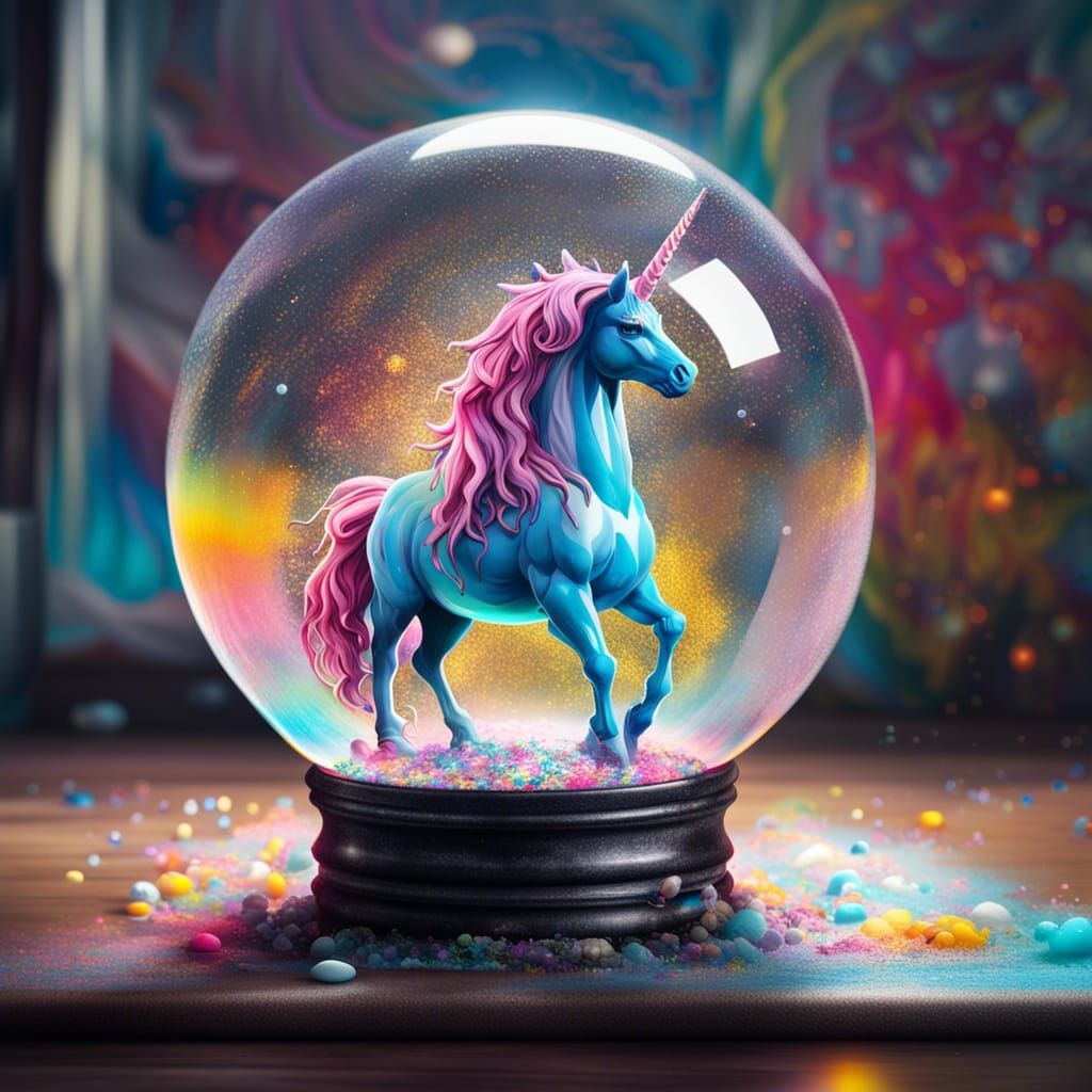 Unicorn Snowglobe in Graffiti Art Style
