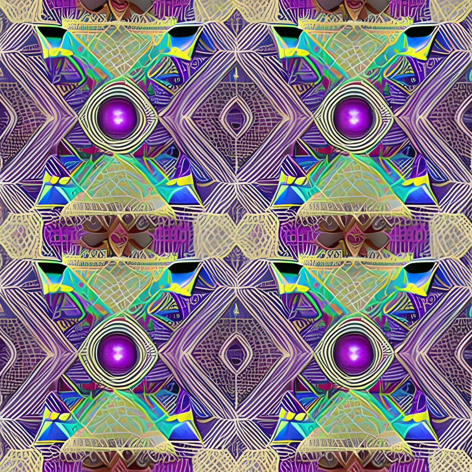 Geometric Textile Pattern in Blue and Purple