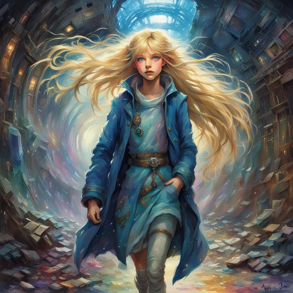 Girl in Derelict Spaceship, Anime Fantasy Art