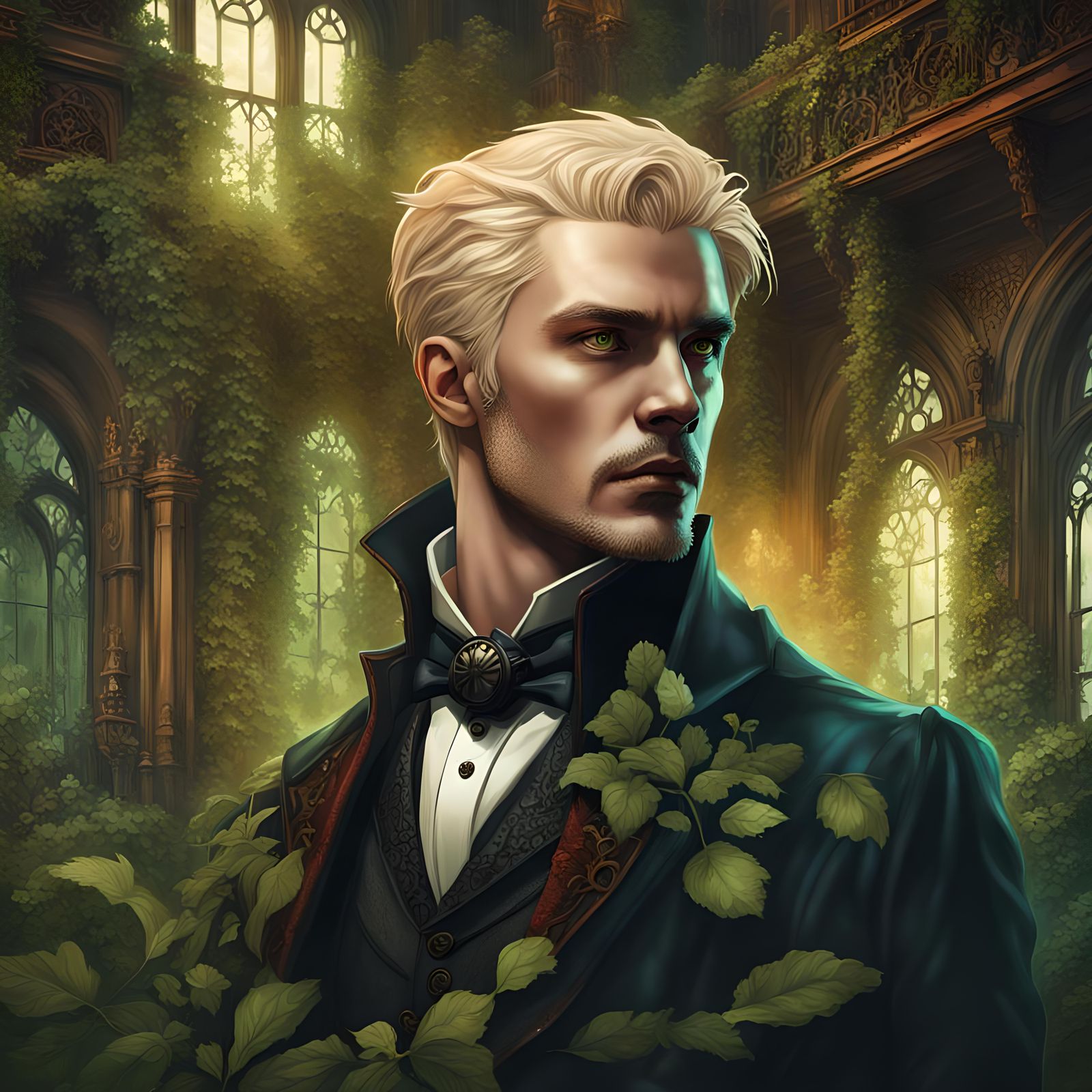 Steampunk Vampire in Gothic Mansion