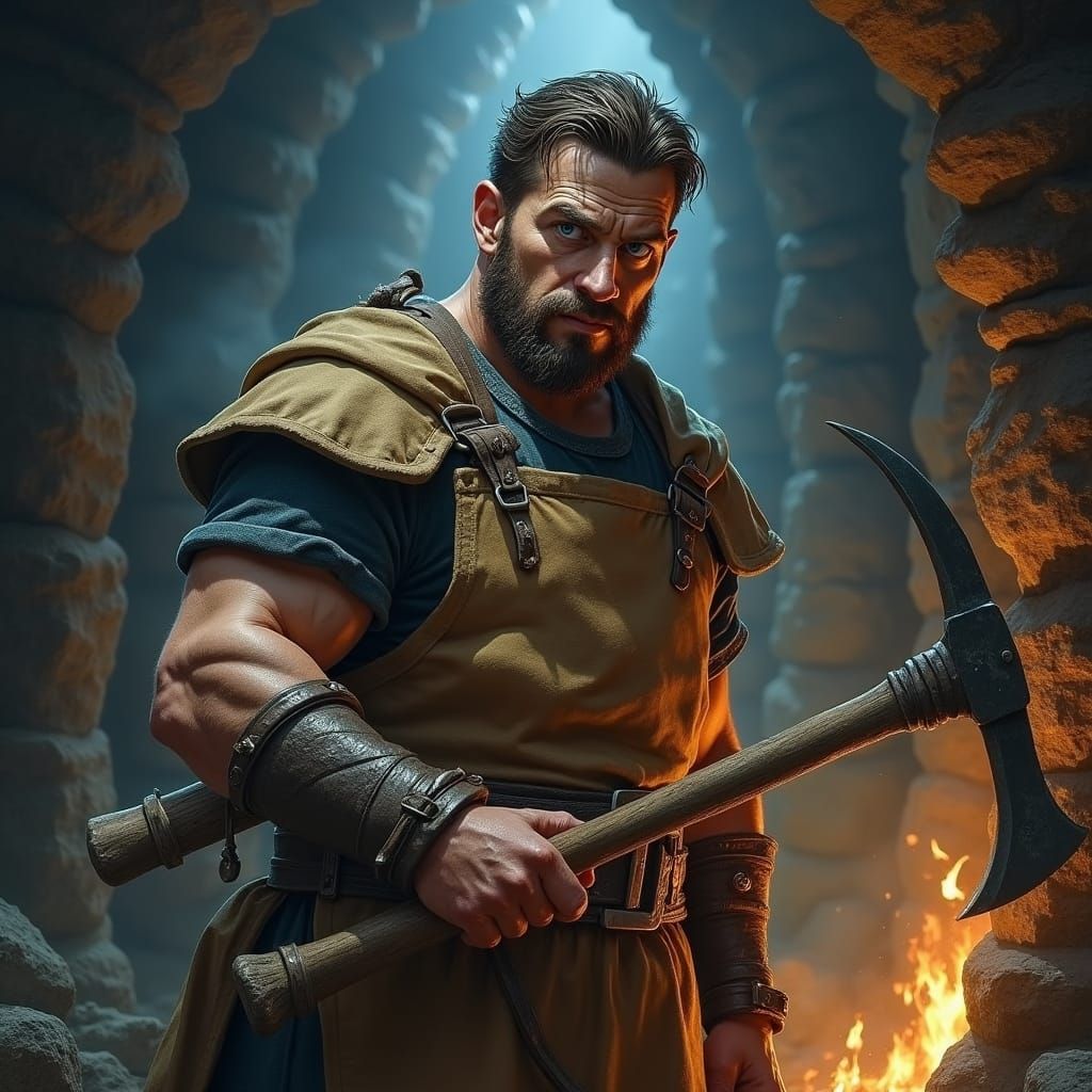 Medieval Miner in Dark Fantasy Style