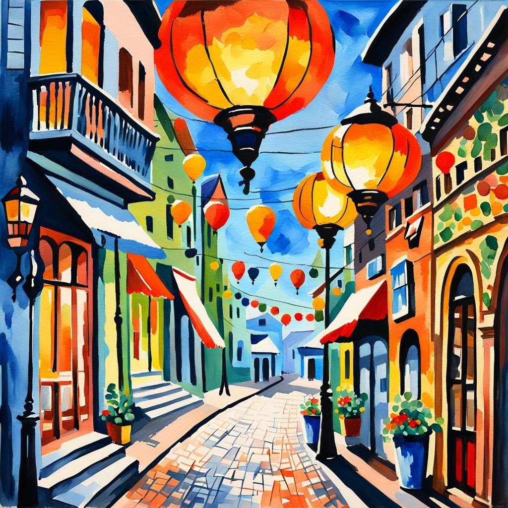 Empty Street as Gouache Impressionist Painting