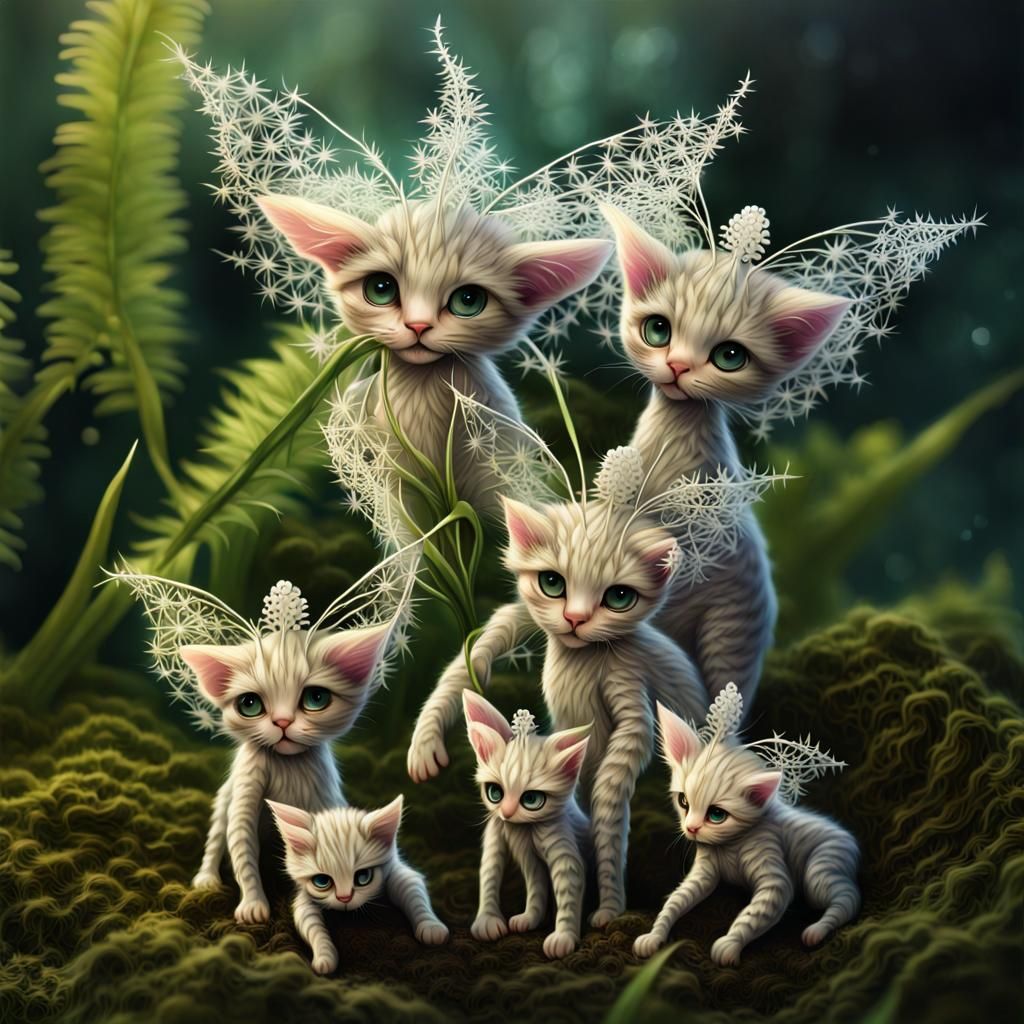 Triplets in Orchid Treehouse: Photorealistic AI Art
