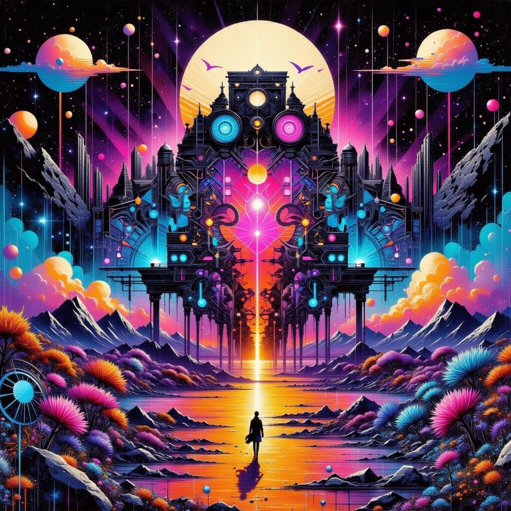 Ornate Talisman Radiating Divine Splendor in Cyberpunk Style