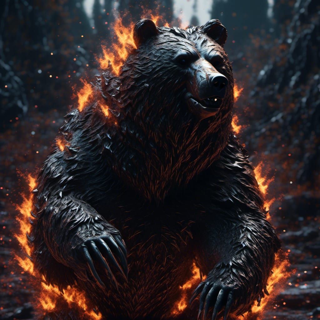 Gothic Dire Grizzly with Black Ink Fur