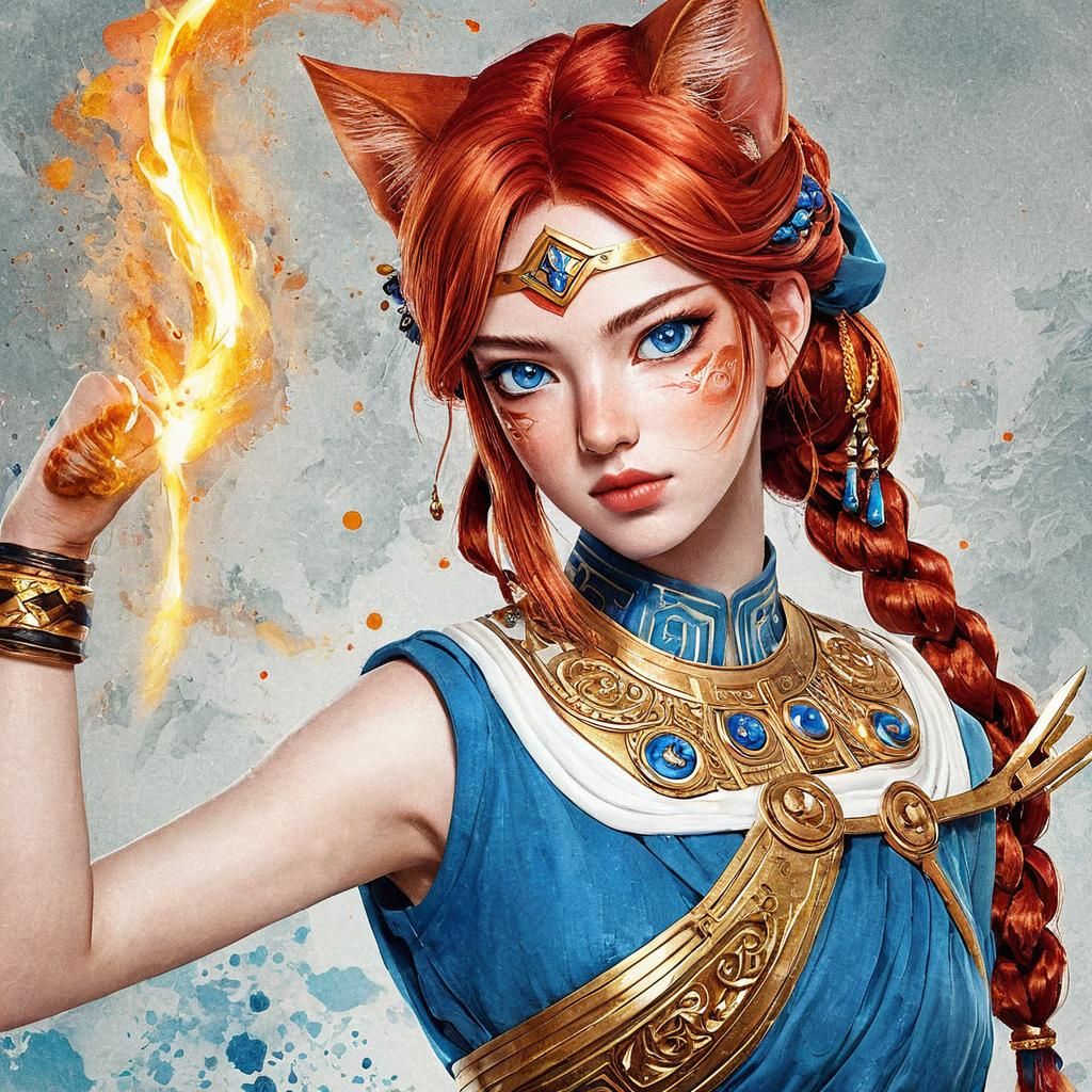 Anime Warrior Girl in Greek Priestess Outfit