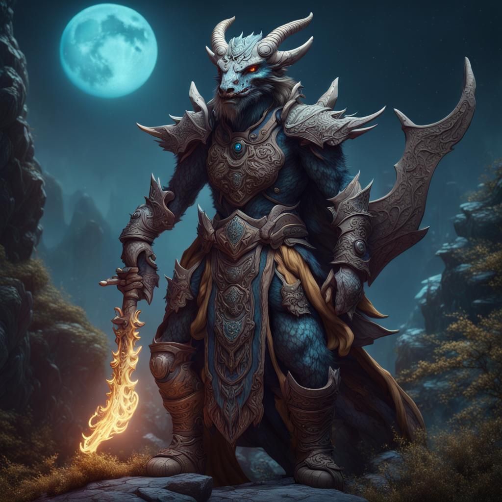 Dragonborn Moon Druid: Detailed Fantasy Art