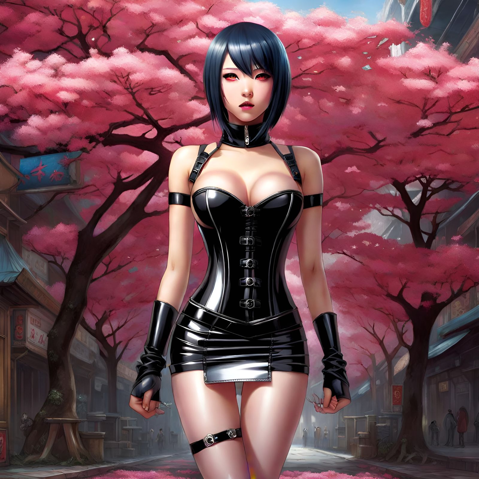 Sakura from Naruto in Latex Corset