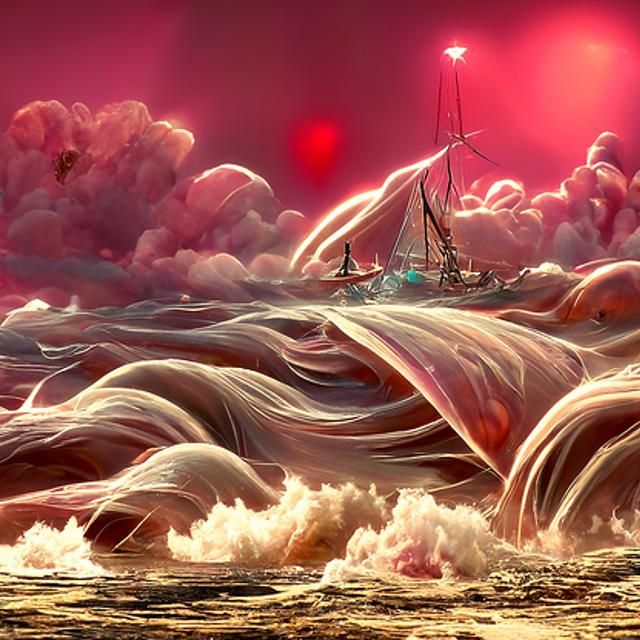 Fairy Ship Sailing Through Clouds as Digital Art