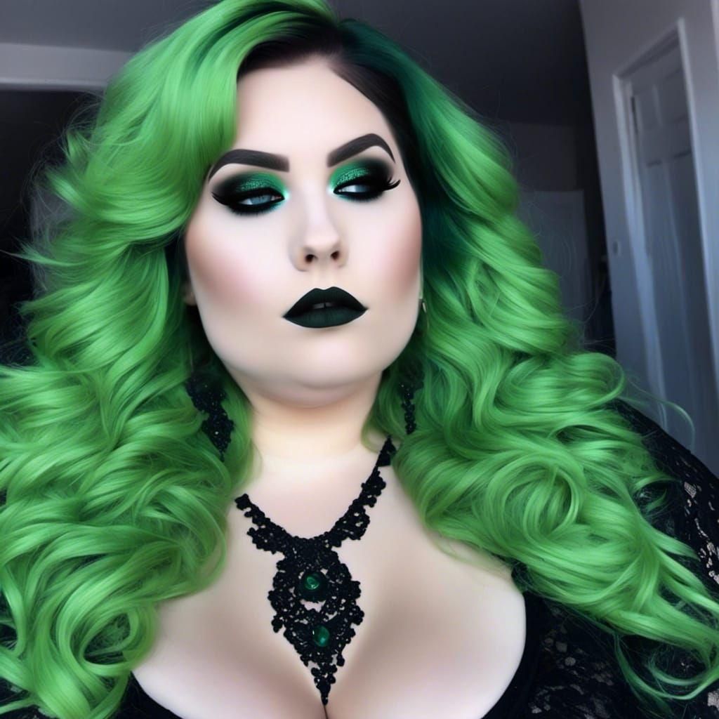 Gothic Plus-Size Beauty with Dark Makeup