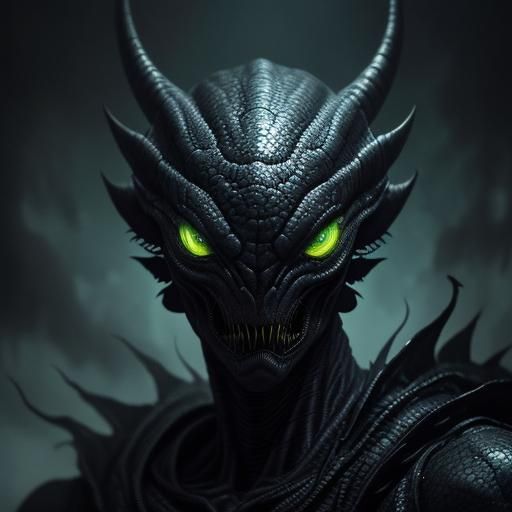 Menacing Alien Creature Portrait in Dark Fantasy Style