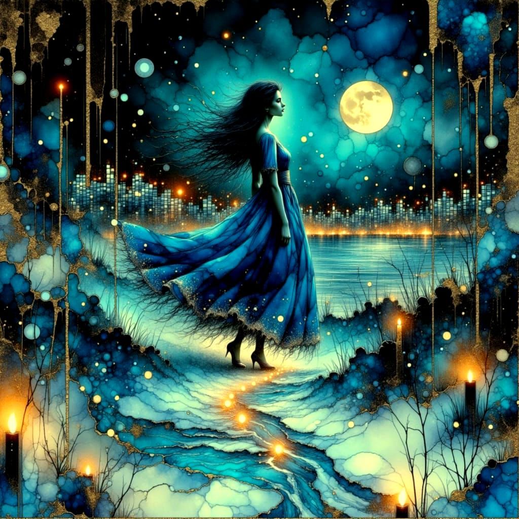 Whirlwind Romance Illuminated by Candlelight in Neon Grunge ...