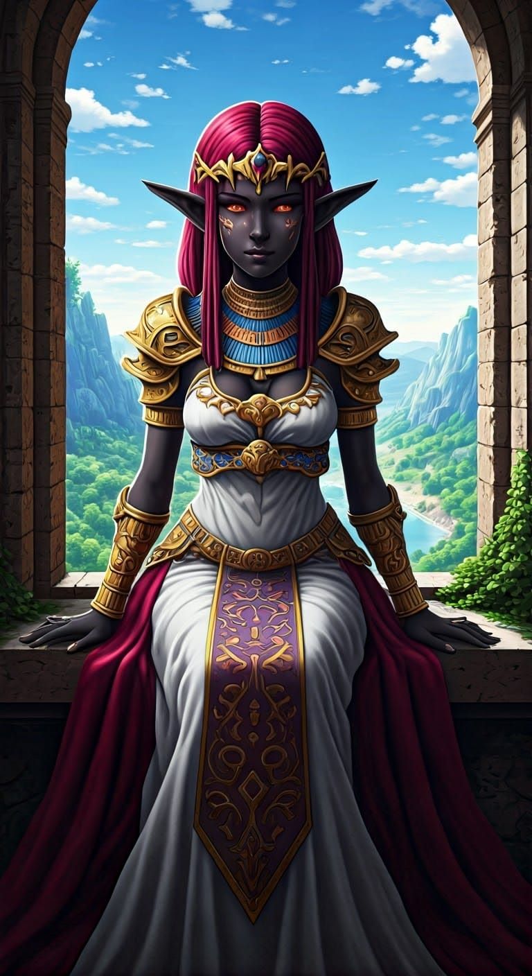 Dark Elf Princess in Hyrule Style, Ancient Egyptian Makeup, ...